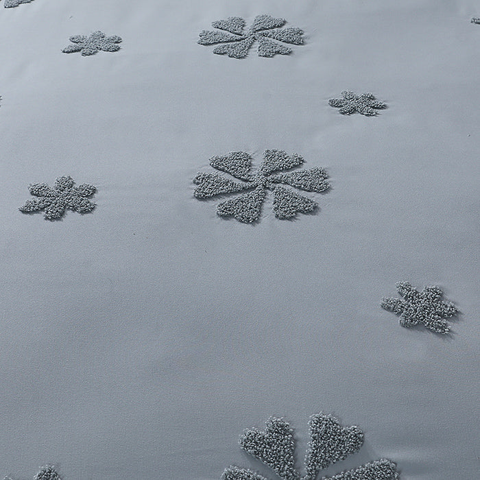 Tufted Duvet Cover Set in Light Grey Flower