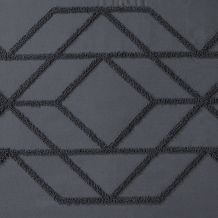 Tufted Duvet Cover Set in Dark Grey Geometric