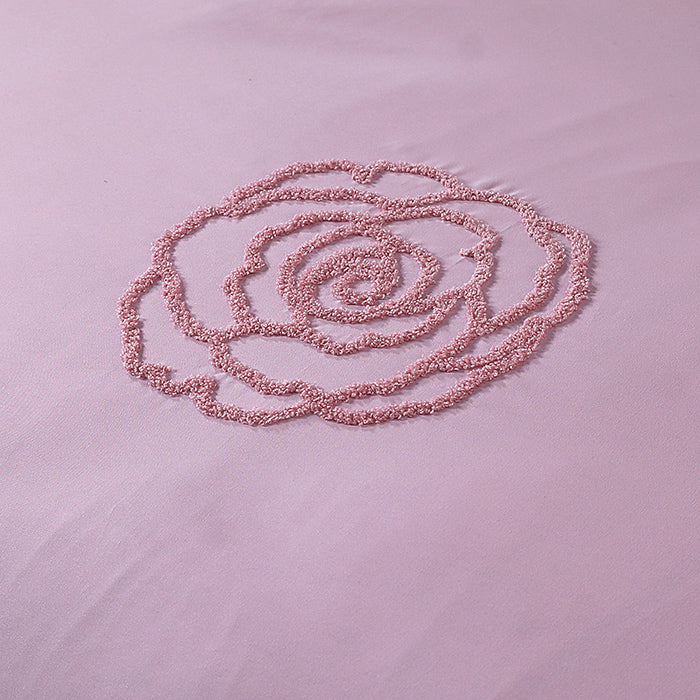 Tufted Duvet Cover Set in Light Pink Rose