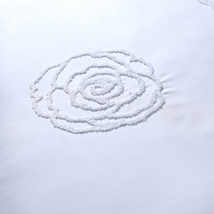Tufted Duvet Cover Set in White Rose