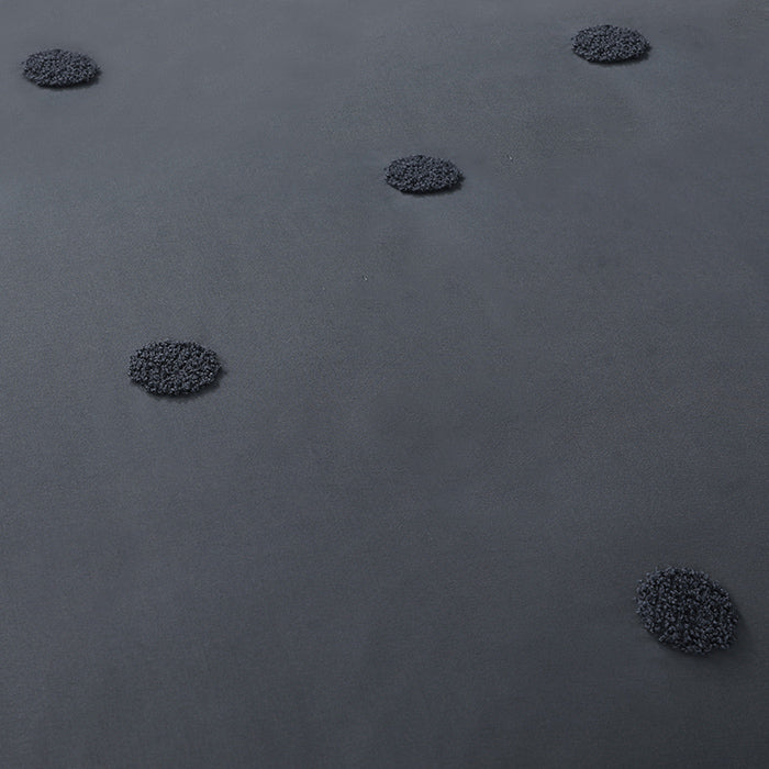 Tufted Duvet Cover Set in Dark Grey Spot