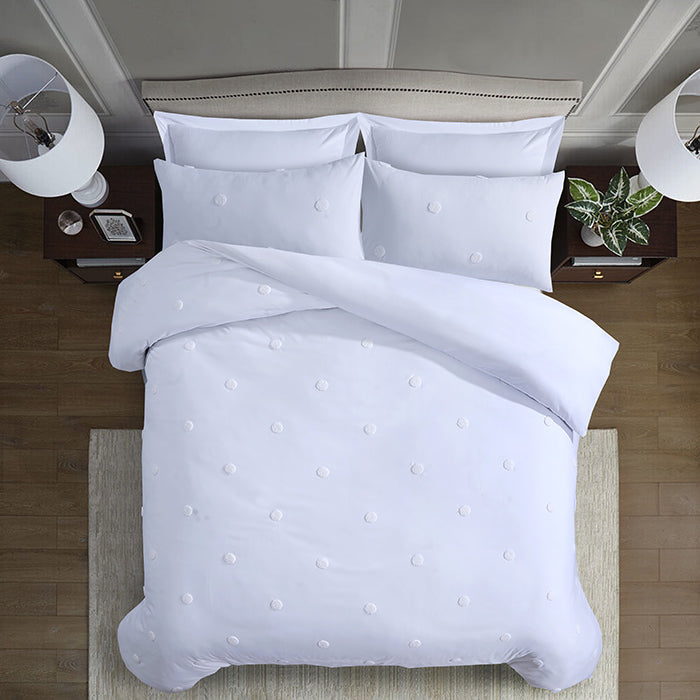 Tufted Duvet Cover Set in White Spot