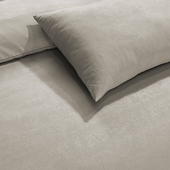 Embossed Duvet Cover Set in Beige Abstract