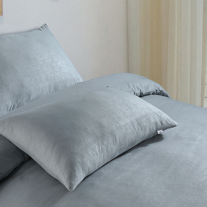 Embossed Duvet Cover Set in Light Grey Abstract