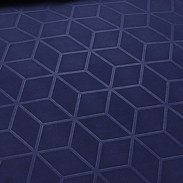 Embossed Duvet Cover Set in Navy Geometric