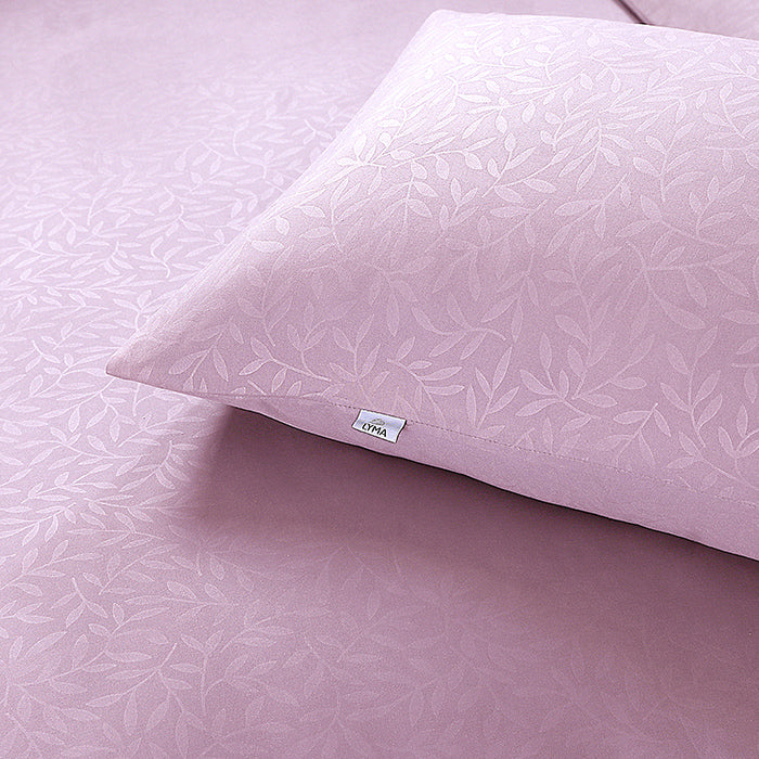 Embossed Duvet Cover Set in Light Pink Leaf