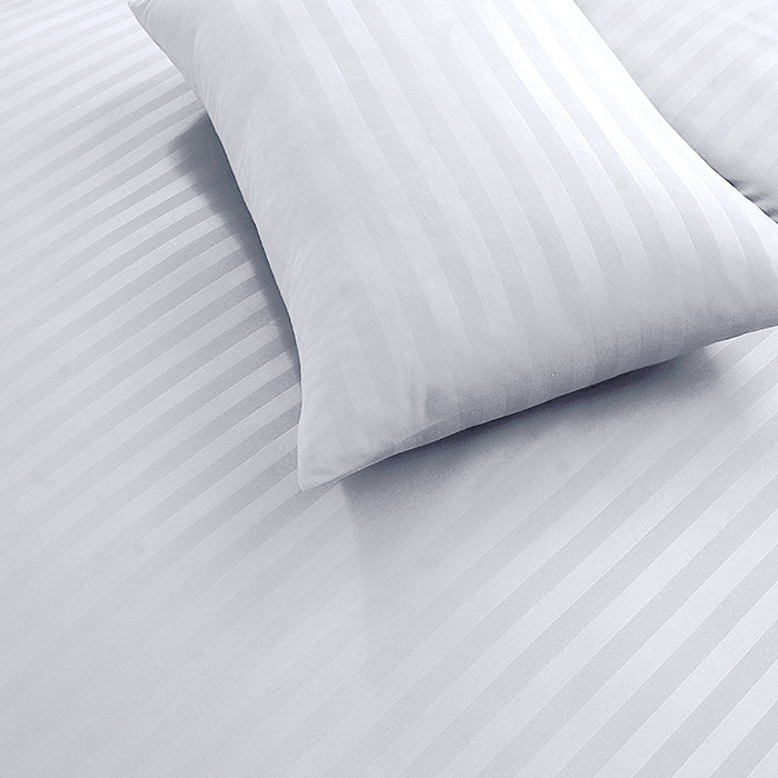Embossed Duvet Cover Set in White Stripes