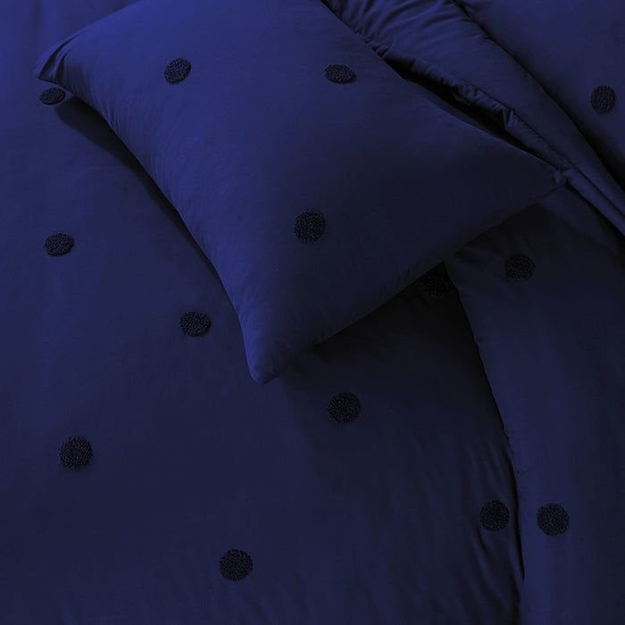 Tufted Duvet Cover Set in Navy Spot