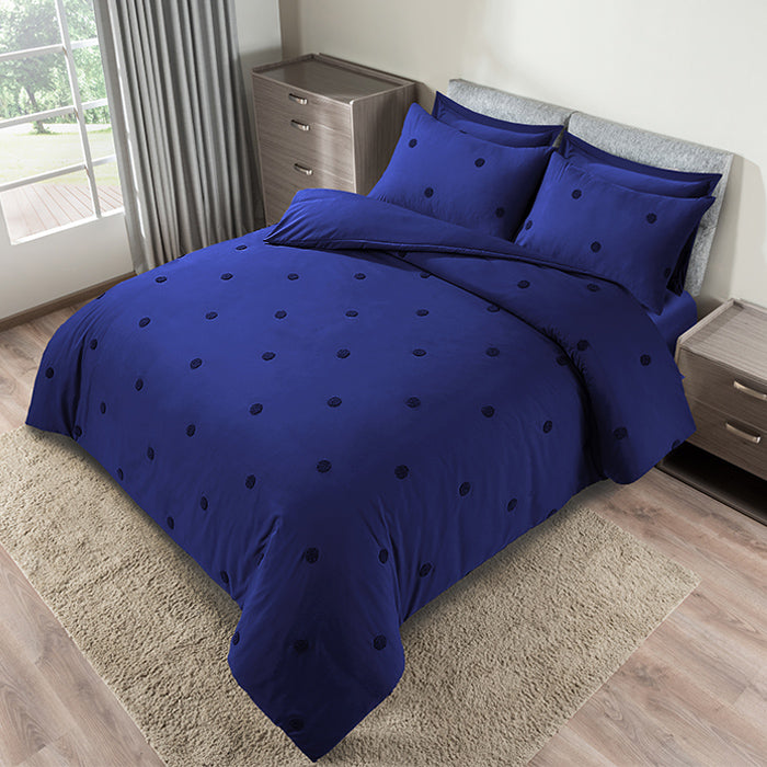 Tufted Duvet Cover Set in Navy Spot