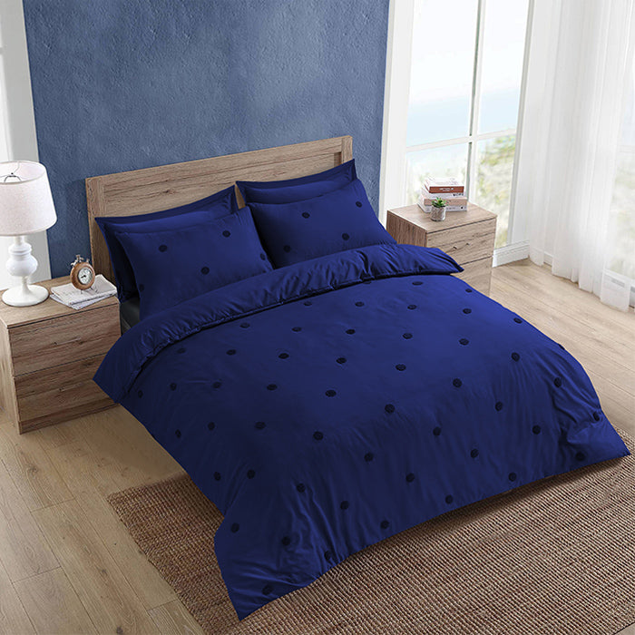 Tufted Duvet Cover Set in Navy Spot