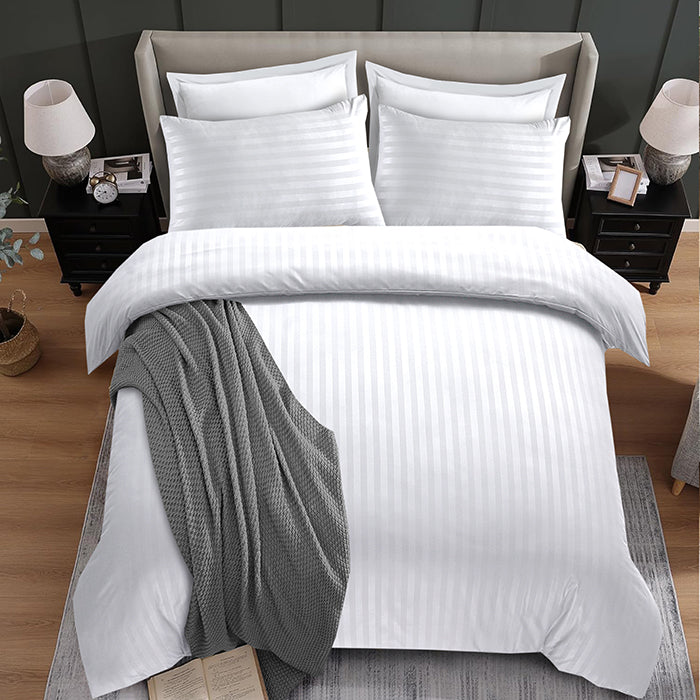 Embossed Duvet Cover Set in White Stripes